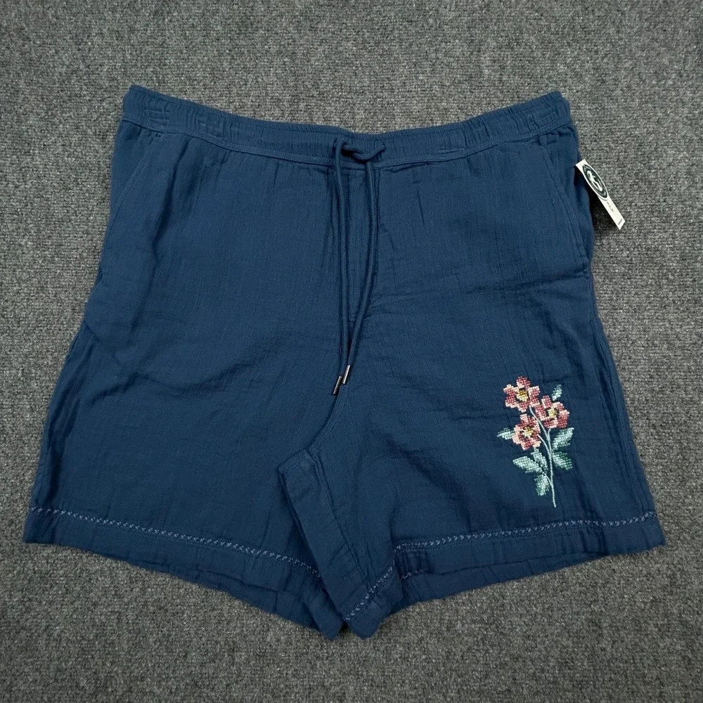 Aeropostale Shorts Mens XL Blue All Day Jogger Floral Embroidered 7 Inseam